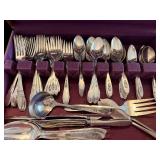 Ornate Pattern Flatware Set in Purple Case - Silverware Service