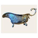 A Price Import Pewter 3-Piece Lidded Compote Set with Floral Engraving