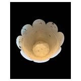 12x11 Metal Bucket Planter - Scalloped Rim, Distressed White