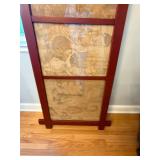 Large Framed Wall Art  53 in H x 25 in W - Beige fabric with pastoral imagery