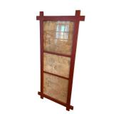 Large Framed Wall Art  53 in H x 25 in W - Beige fabric with pastoral imagery