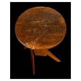 Rustic Round Wooden Stool with Cross-Brace Legs