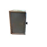 Blue Painted Floral Front Cabinet - Small Decorative Wooden Storage 10x8x7