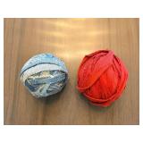 Denim Rag Yarn Balls - Blue Denim & Red Fabric (Lot of 2)