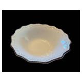 4-Piece Vintage Glass Serving Set: Clear Divided Tray, White Shell Bowls, Red Rooster Plate