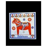 Dalahästen Ceramic Tiles (Lot of 4) - Dala Horse Swedish Folk Art Decor