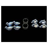 Metal Duck & Rabbit Napkin Rings and Two Round Napkin Rings