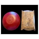 Red Bowl & Antique Wood Tray