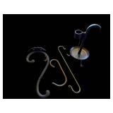 Wrought Iron Scroll Hooks & Candle Stick - Rustic Vintage
