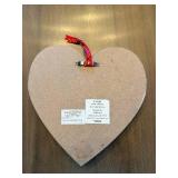 Blue Heart Wall Decor with Cream Leaf Pattern - Hanging Ribbon