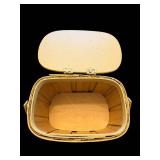 Hand-Painted Yellow Wooden Basket with Lid - Floral Design, Cottage Decor