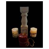 Joy Decorative Candle Set with Pedestal - Distressed White Rustic