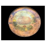 Vintage Round Wooden Box with Lid - Sweet Orange Slices Label