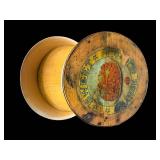 Vintage Round Wooden Box with Lid - Sweet Orange Slices Label
