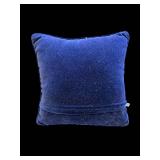 Blue Velvet Pillow & Floral Bunny Cushion - Decorative Set