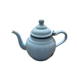 Teapot - Light Blue Enamel with Lid, Vintage Style