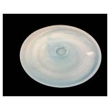 Blue Swirl Glass Pedestal Cake Stand - Round Dessert Display