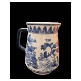 Delftware Blue & White Ceramic Pitcher with Windmill Scene - Hand-Painted Dutch Decor