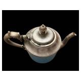 Teapot - Antique Blue Enamel with Silver-Tone Trim