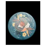 Decorative Wood Plates - Floral Hand-Painted Set of 3 (Blue, Teal, Orange)