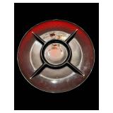 Ruby Red Cut-Glass Bowl - Starburst Center Pattern & Divided Plate