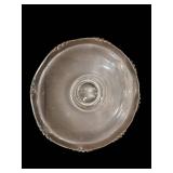 12-Inch Clear Glass Plate with Starburst Pattern and Beaded Rim