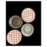 Polka Dot Plate Set - 11 Pieces (5 Clear Glass, 6 White With Red Dots)