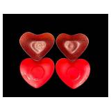 Heart-Shaped Plates and Bowls - Red 4-Pack