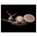 Antique Kitchen Scale with Large Brass Pan and Dial Gauge on Cast Iron Base