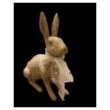 Rabbit Figurine 12x9.5 in - Crackled with Lace Ribbon