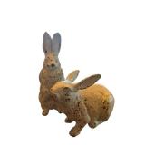 Rabbit Figurines Pair - 9 In & 5 In Tall