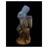 Antique-Style Plastic Rabbit Figurines with Basket - 2-Piece Set