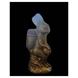 Antique-Style Plastic Rabbit Figurines with Basket - 2-Piece Set