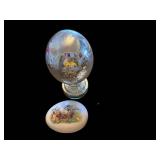 Decorative Glass Egg on Pedestal Stand with Painted Lid - 2-Piece Set