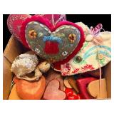 Valentine Hearts Ornament Set - Assorted Fabric, Embroidered & Metal Hearts in Box