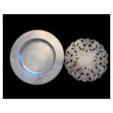 Charger Plate & Ornate Filigree Doily - Vintage Round Silver-Plated Centerpieces