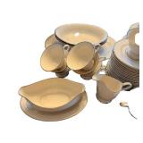 Fine Art China Dinnerware Set - Cups, Saucers, Plates, Creamer & Pitcher