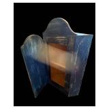 Painted Corner Cabinet - Distressed Blue Finish, 24 x 13 in