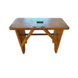 Wooden Workbench 21.5 in x 14.5 in with Center Square Cutout - Vintage Carpenter Table