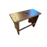 Wooden Workbench 21.5 in x 14.5 in with Center Square Cutout - Vintage Carpenter Table