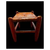 Wooden Stool - Woven Rush Seat 12 in x 13.5 in
