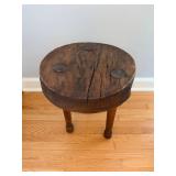 Round Wooden Stool - Rustic 3-Leg, 15 1/2 in Diameter, 11 3/4 in High