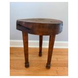 Round Wooden Stool - Rustic 3-Leg, 15 1/2 in Diameter, 11 3/4 in High