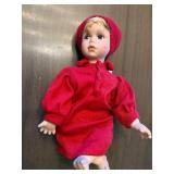 Porcelain Doll - 10-inch Red Outfit with Bonnet
