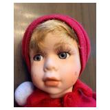 Porcelain Doll - 10-inch Red Outfit with Bonnet