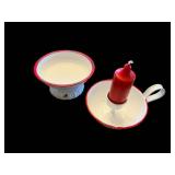 Enamelware Candle Holder - Bowl & Wall Hook