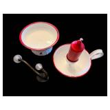 Enamelware Candle Holder - Bowl & Wall Hook