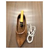 Vintage Wooden Carved Shoe Lamp