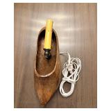 Vintage Wooden Carved Shoe Lamp