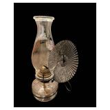 Hurricane Lamp - 12-Inch Glass Chimney with Ribbed Metal Shade
